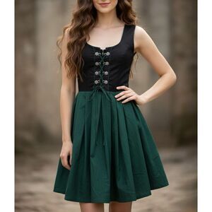 Edelnice Tyrolean Dress Oktoberfest Folk Dirndl Green Black Festival size 38 US